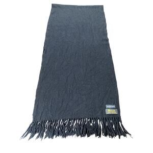 Saks Fifth Avenue Amicale 100% Cashmere Black Scarf 68x15 Fringe USA Made